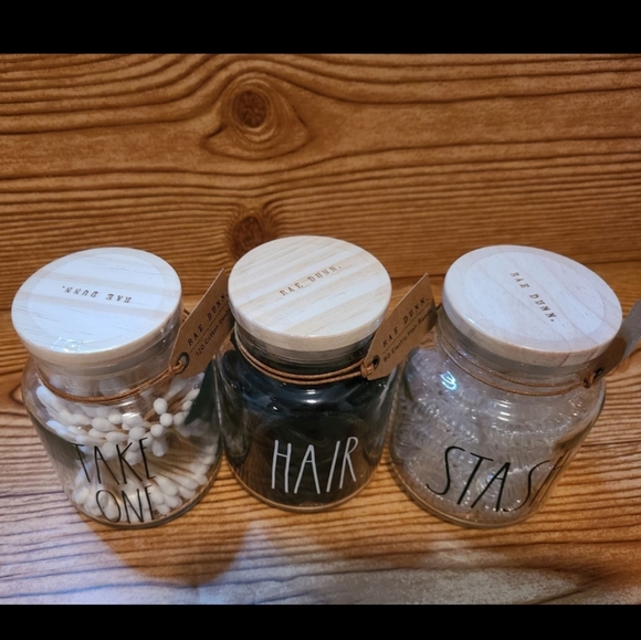 Rae Dunn Hair Tie Q-Tip Jars Stash Take One Hair Jars - Picture 2 of 3